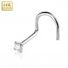 piercing narine or blanc classique avec cristal couleur diamant