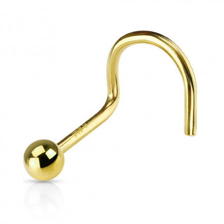 piercing nez or massif avec bille