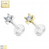 Piercing labret étoile en or tige plastique