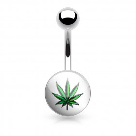 Piercing nombril feuille de cannabis