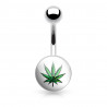 Piercing nombril feuille de cannabis