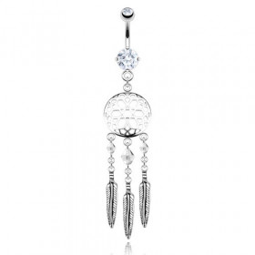 piercing ventre long attrape rêve pour femme