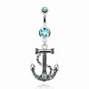 Piercing Nombril ancre avec cordage couleur turquoise