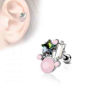 Piercing cartilage oreille multi bijoux