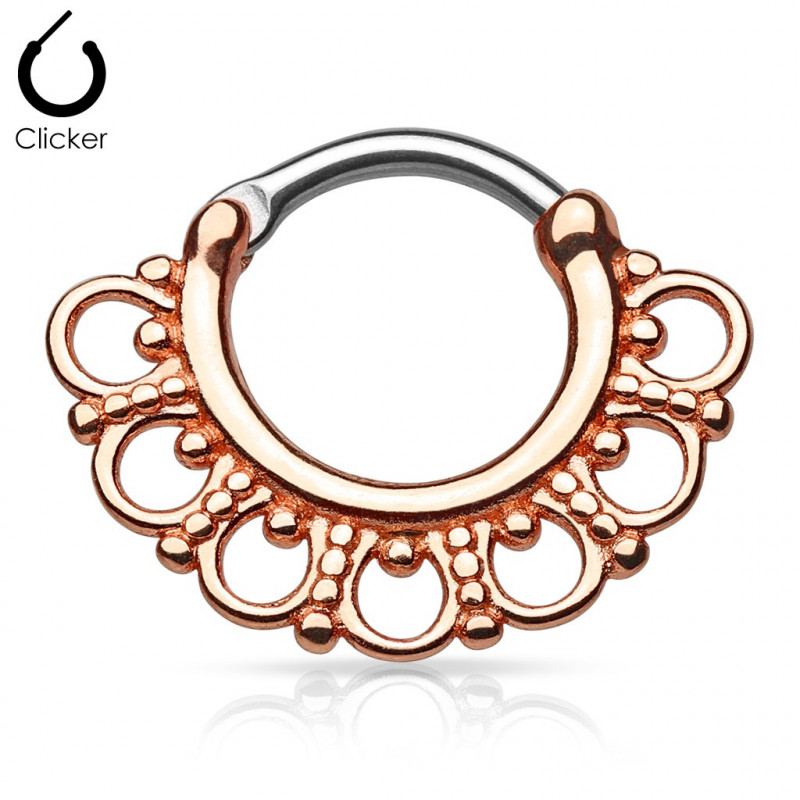 Piercing de septum motif tribal en acier chirurgical couleur rose gold