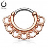 Piercing de septum motif tribal en acier chirurgical couleur rose gold