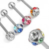 Piercing langue acier chirurgical multi cristaux