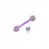 piercing langue flexible avec bille paillette couleur violette