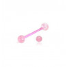 piercing langue flexible avec bille paillette couleur rose fluo