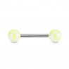 Piercing de langue et téton bille acrylique de couleur vert fluo avec reflet métal