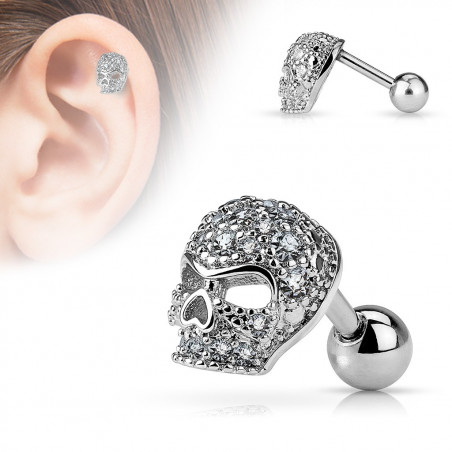 Piercing oreille skull avec strass