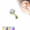 Piercing oreille acier couleur coeur strass