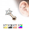 Piercing oreille acier couleur étoile strass