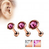 Piercing oreille or rose cristal rond