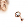 Piercing oreille or rose cristal blanc rond