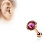 Piercing oreille or rose cristal rose rond
