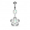 Piercing nombril fleur opale