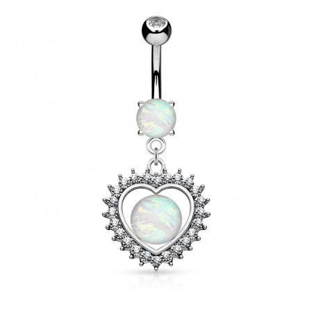 Piercing nombril coeur opale multi cristaux