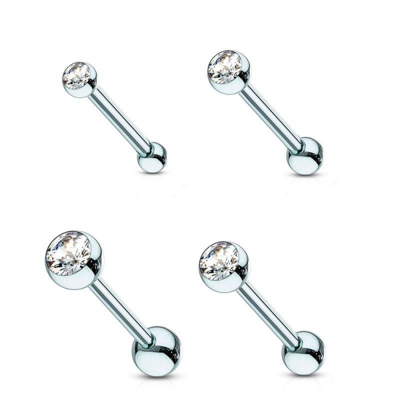 Barbell langue strass acier bleu