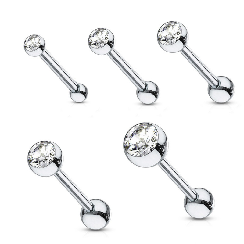 Barbell langue strass acier chirurgical