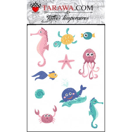 Tatouage enfants animaux marins