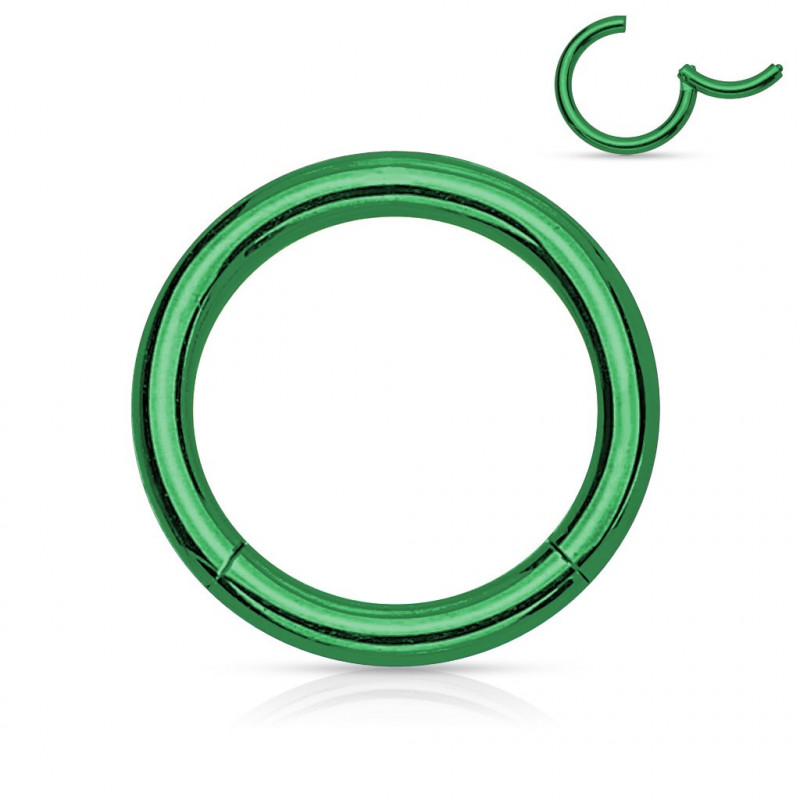 Piercing anneau clipper vert 1,6 mm