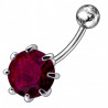 Piercing nombril argent 925 cristal rouge