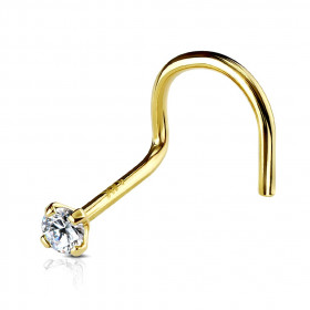 Piercing nez or jaune cristal 3mm