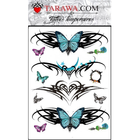 tatouage éphémère papillon tribal couleur