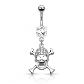 piercing nombril skull os en croix