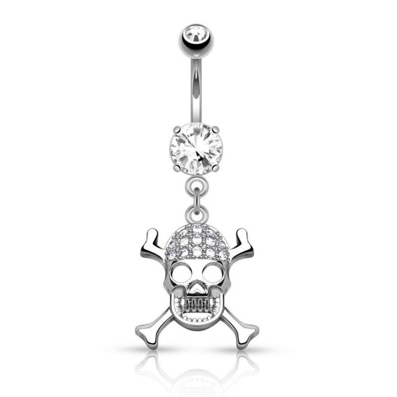 piercing nombril skull os en croix