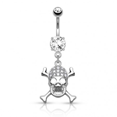 piercing nombril skull os en croix