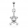 piercing nombril skull os en croix