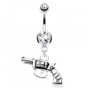 Piercing nombril pendentif revolver