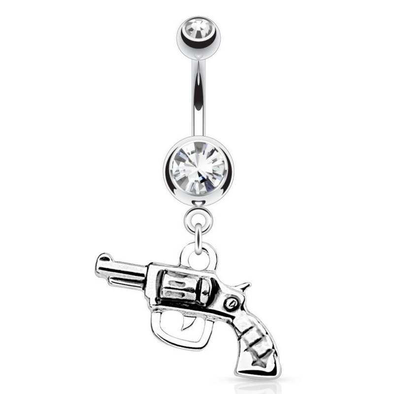 Piercing nombril pendentif revolver