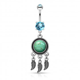 piercing nombril turquoise attrape rêves