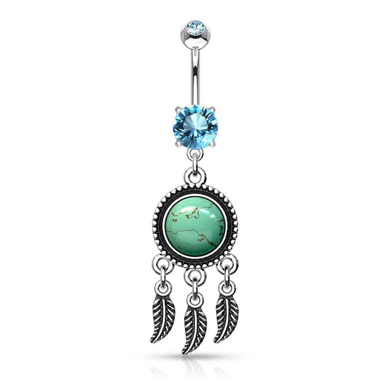 piercing nombril turquoise attrape rêves