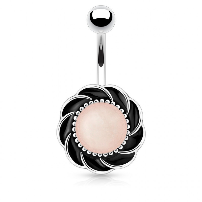 Piercing nombril tourbillon pierre Quartz Rose synthétique