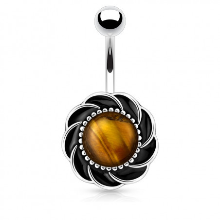 Piercing nombril tourbillon pierre Œil de tigre synthétique