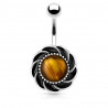 Piercing nombril tourbillon pierre Œil de tigre synthétique