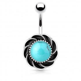 Piercing nombril tourbillon pierre Turquoise synthétique