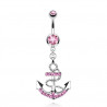 Piercing Nombril Ancre rose