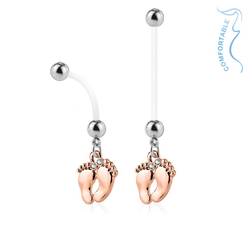 Piercing nombril grossesse pied or rose