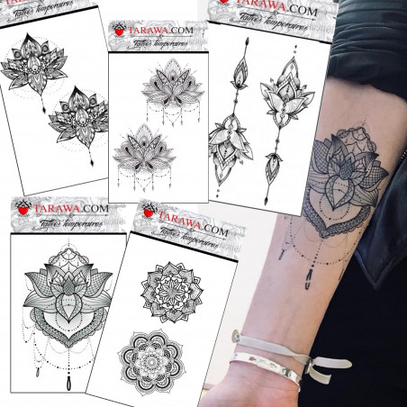 Pack Tatouage éphémère Mandala format A6 cinq planches