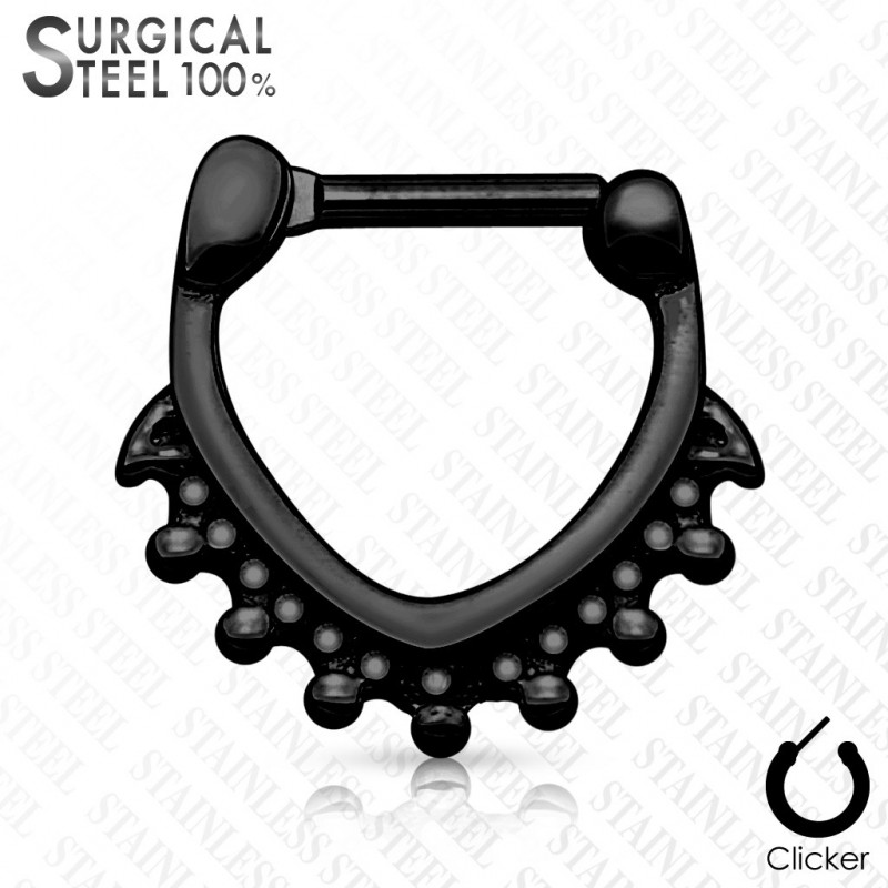 Piercing septum clickers en acier 316L noir