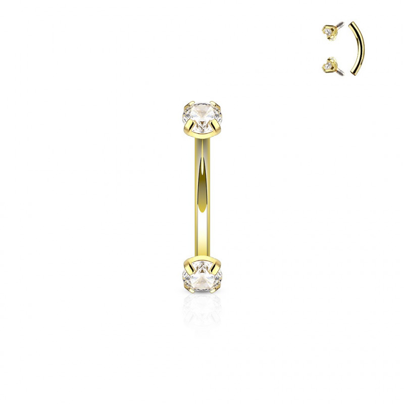 Piercing arcade anodisé acier doré oxyde de ziconium Piercing arcade anodisé acier doré oxyde de ziconium