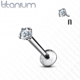 Piercing labret titane cristal rond 2 mm