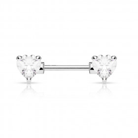 Piercing téton cristal coeur cristal blanc