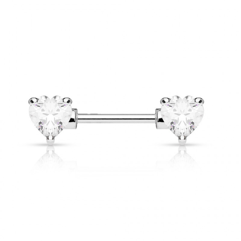 Piercing téton cristal coeur cristal blanc