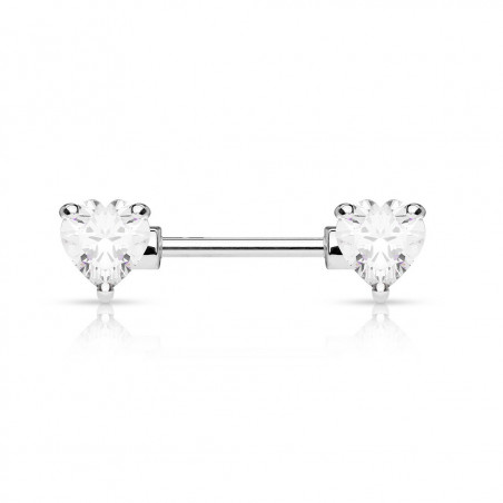 Piercing téton cristal coeur cristal blanc